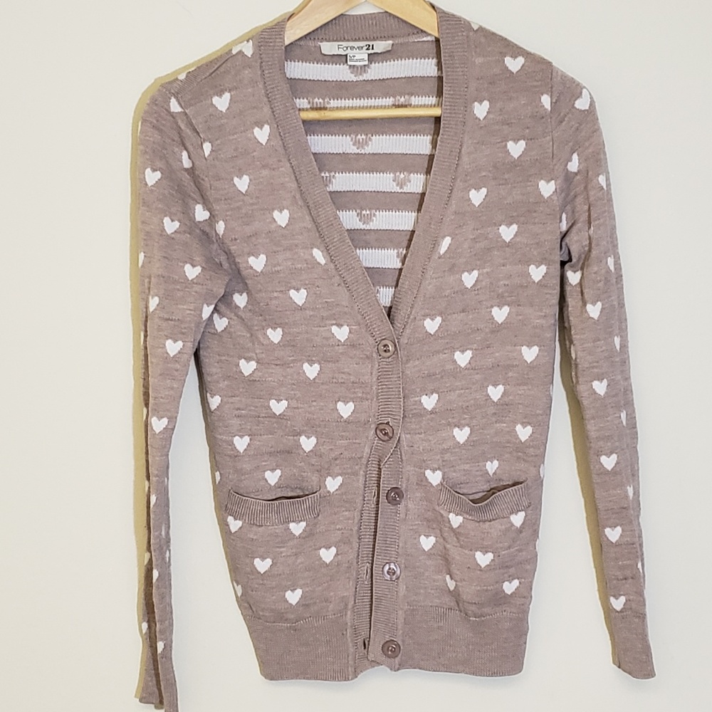 heart print cardigan